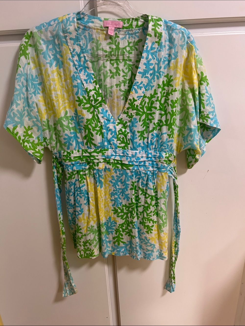Lilly Pulitzer Vintage Y2K  Coral Reef V-Neck Wrap Top